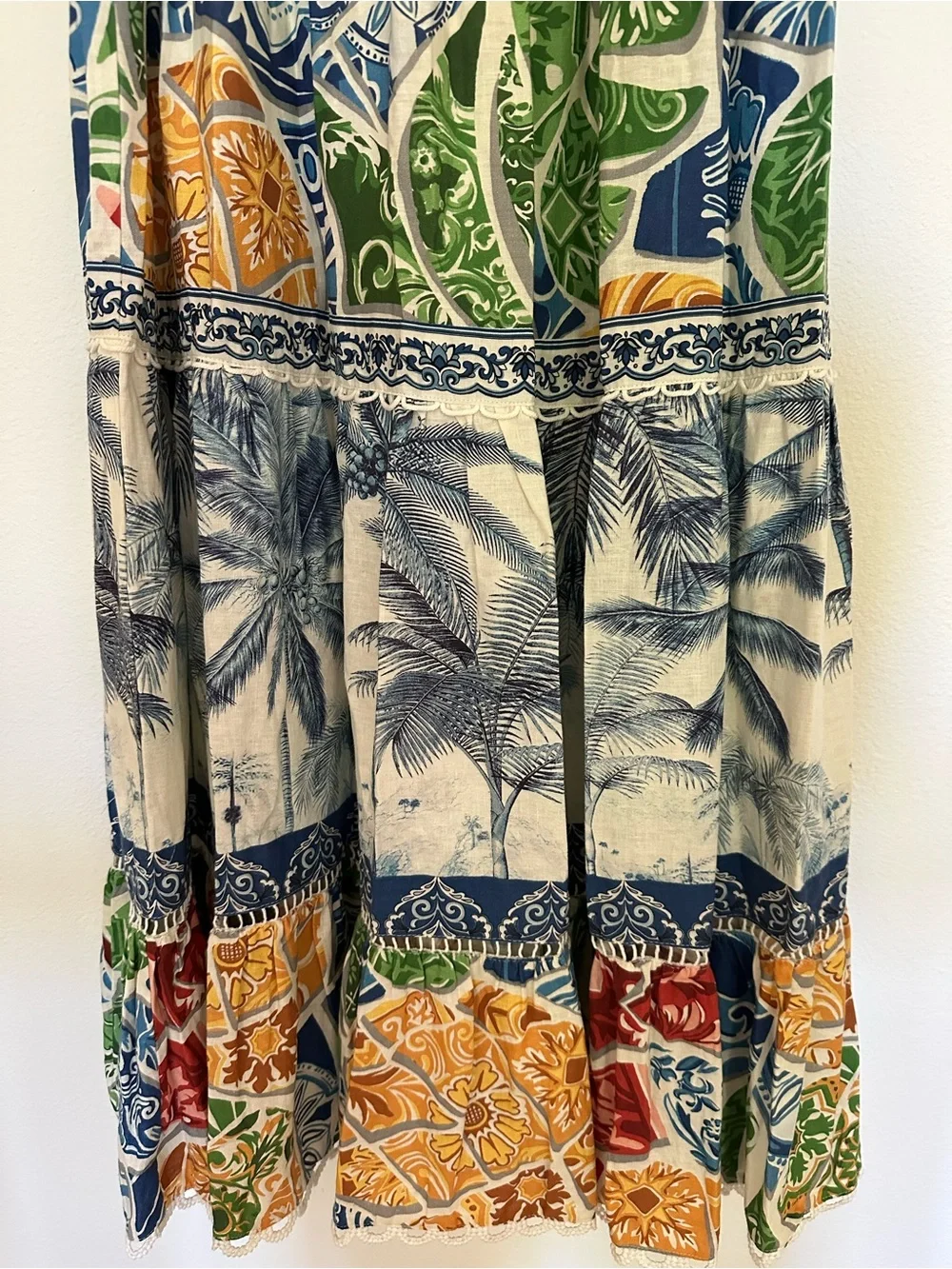 Farm Rio Valeria Tiered Tropical Floral Maxi Dress
